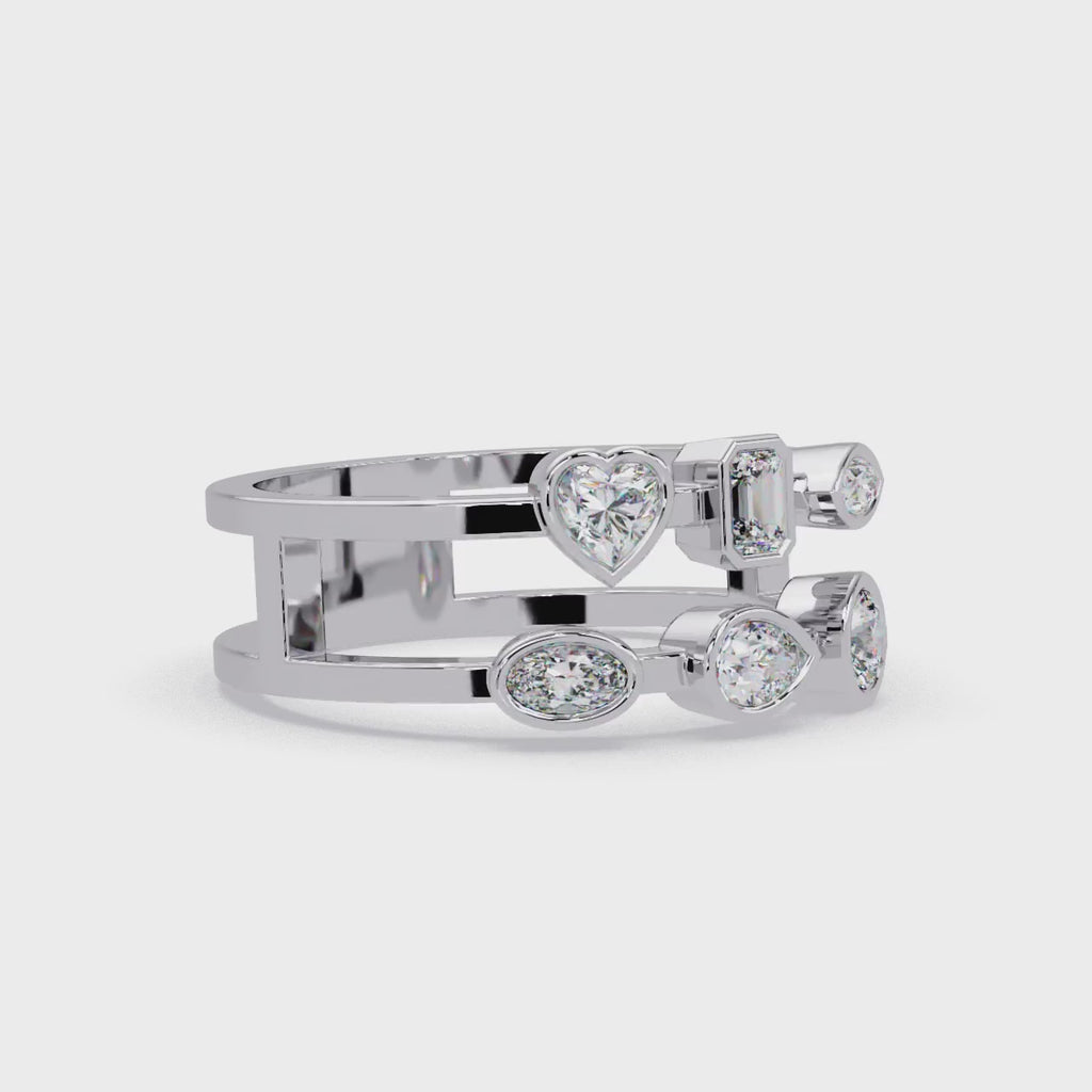 Multi Shape Diamond Open Ring