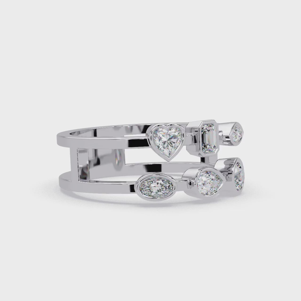 Multi Shape Diamond Open Ring