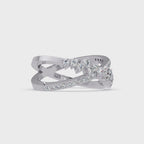 Round Cut Graduated Diamond Criss Cross X Ring