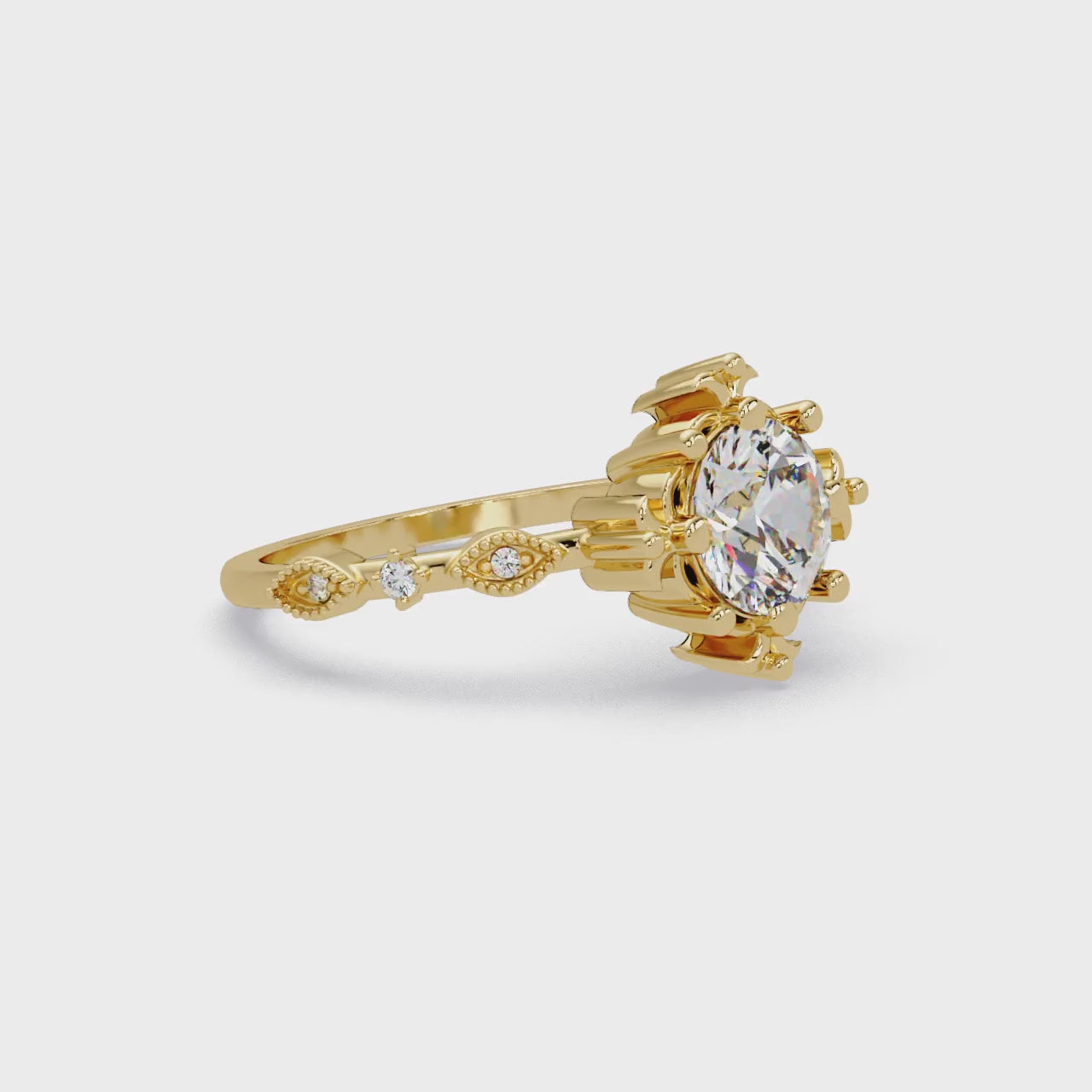 Vintage Round Cut Diamond Filigree Halo Engagement Ring