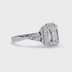 Emerald Cut Halo Diamond Engagement Ring