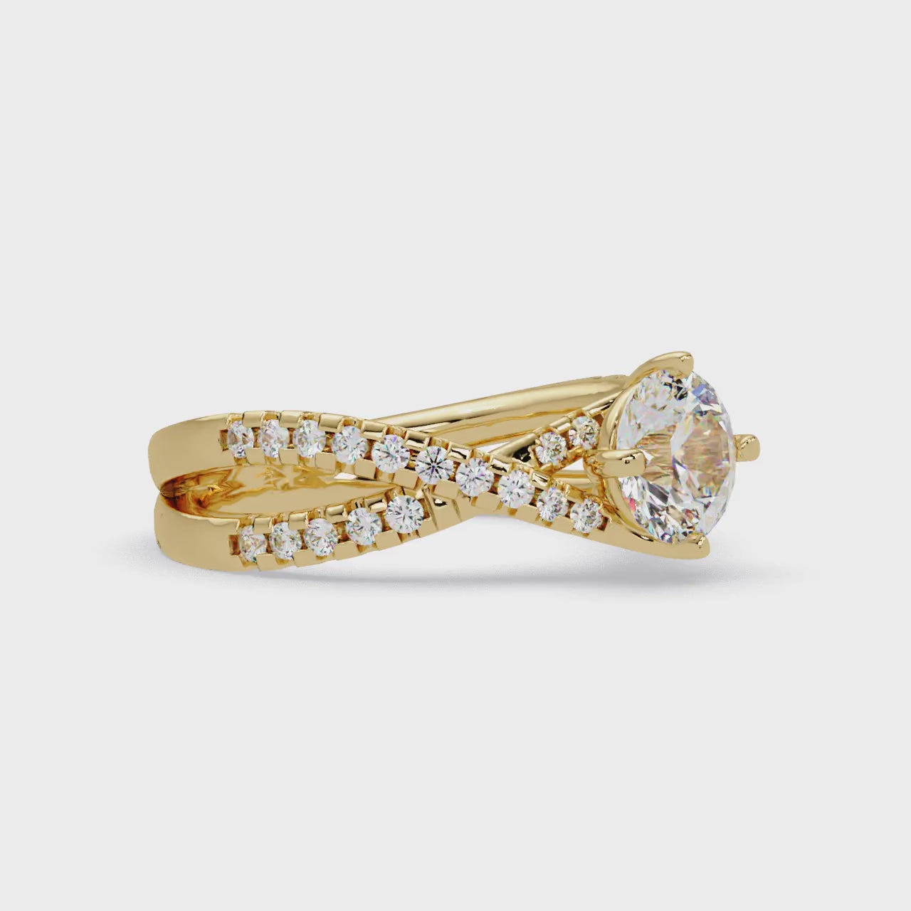 Round Cut Diamond Split Shank Engagement Ring