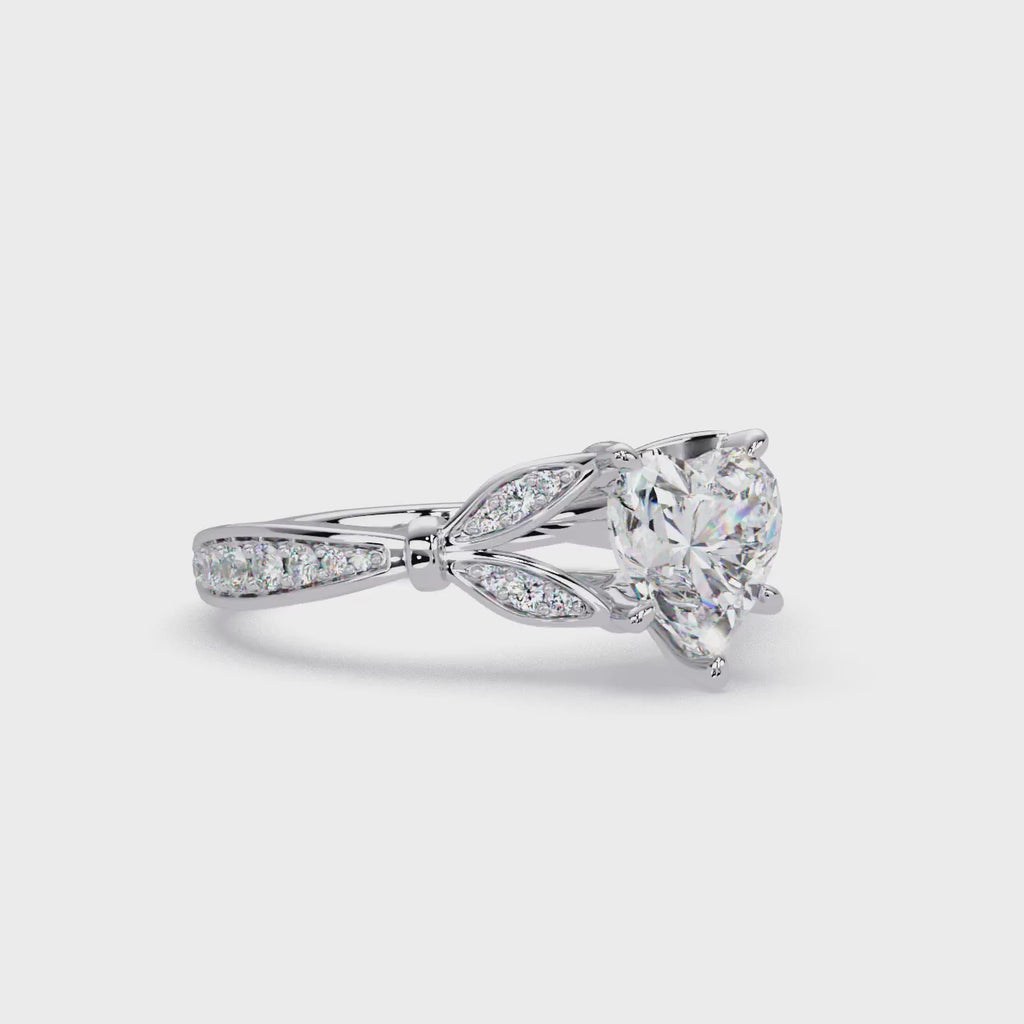 Nature Inspired Heart Diamond Engagement Ring