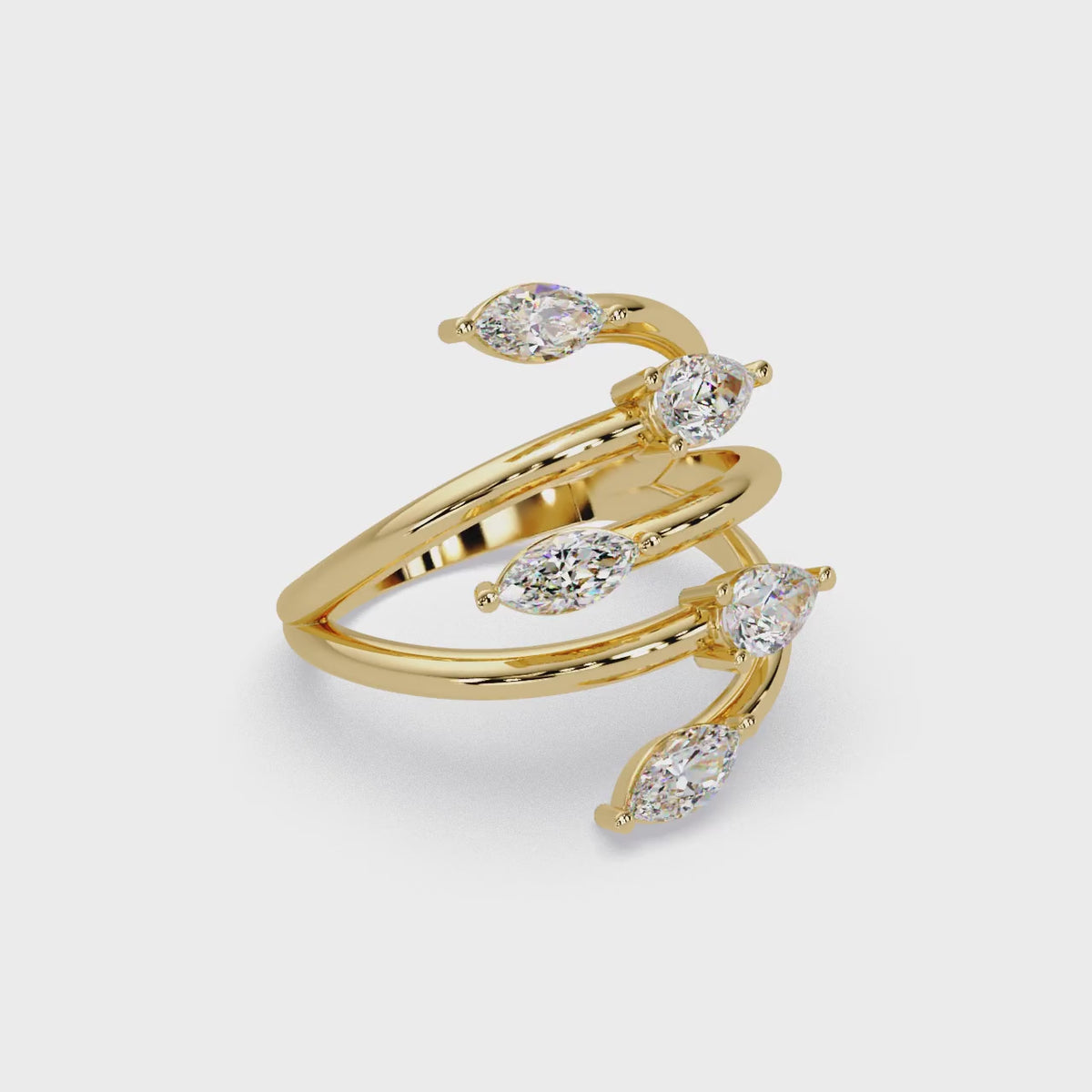 Marquise & Pear Diamond Multi-Row Wrap Ring