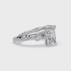 Customizable Radiant Cut Diamond Bridal Ring Set with Round & Marquise Accent Stones