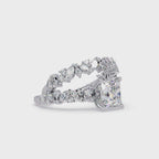 Nature-Inspired Princess Diamond Engagement Ring with Marquise & Round Accent Stones