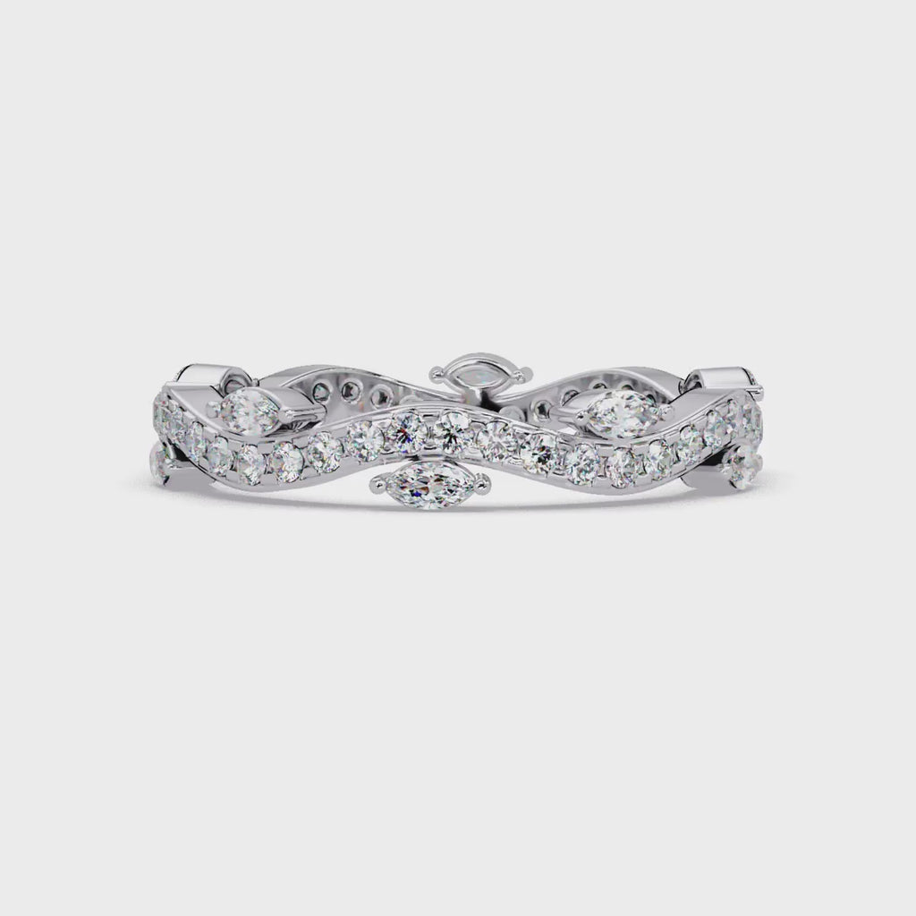 Marquise and Round Cut Diamond Vine Ladies Ring