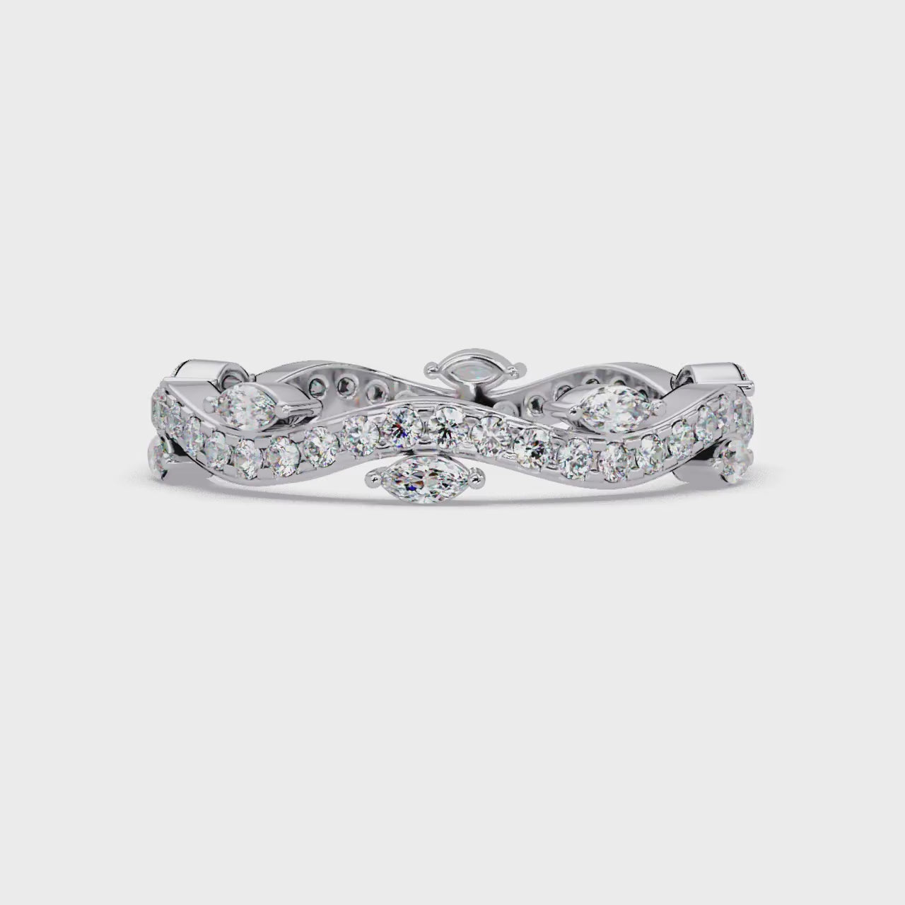 Marquise and Round Cut Diamond Vine Ladies Ring