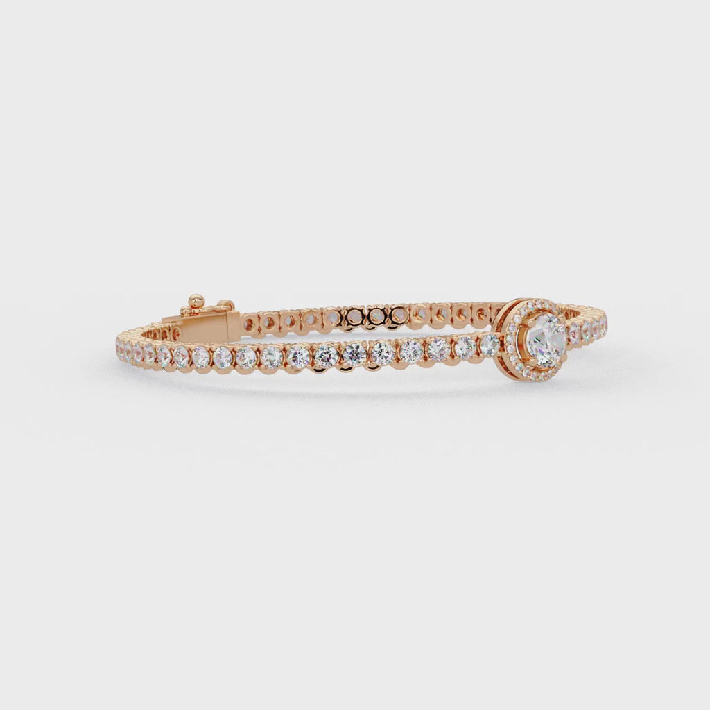 Round Halo Diamond Tennis Bracelet