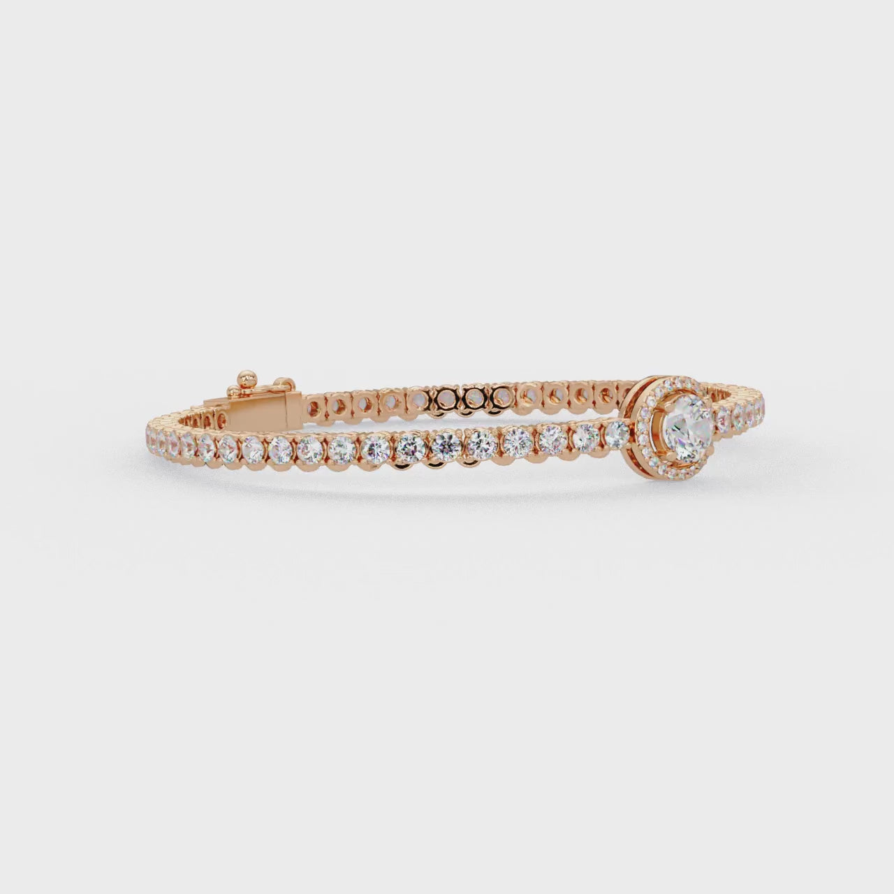 Round Halo Diamond Tennis Bracelet