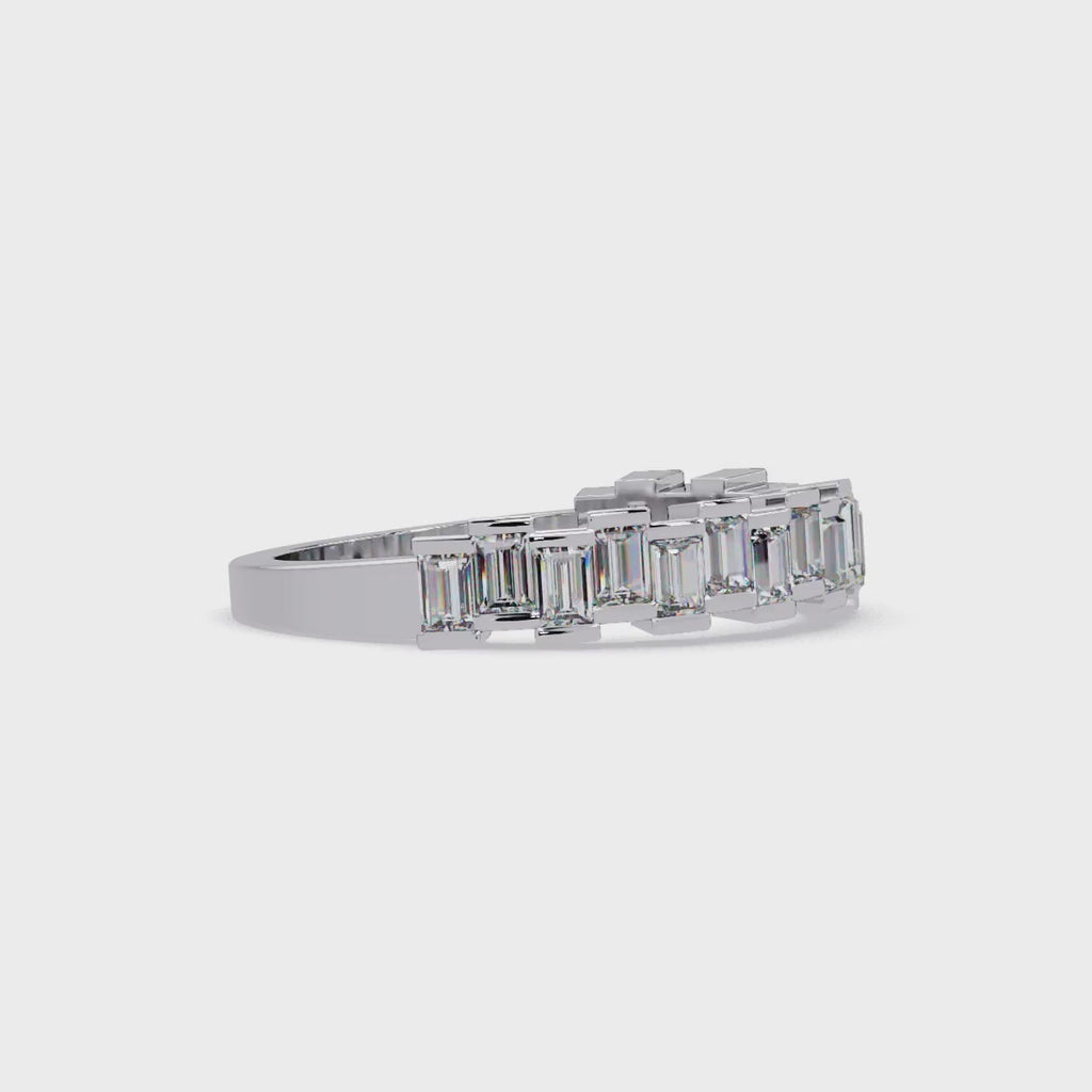 Baguette Cut Diamond Half Eternity Ring for Women