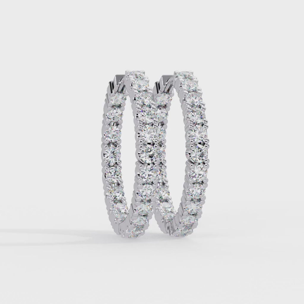 Classic Diamond Hoop Earrings – Round Cut