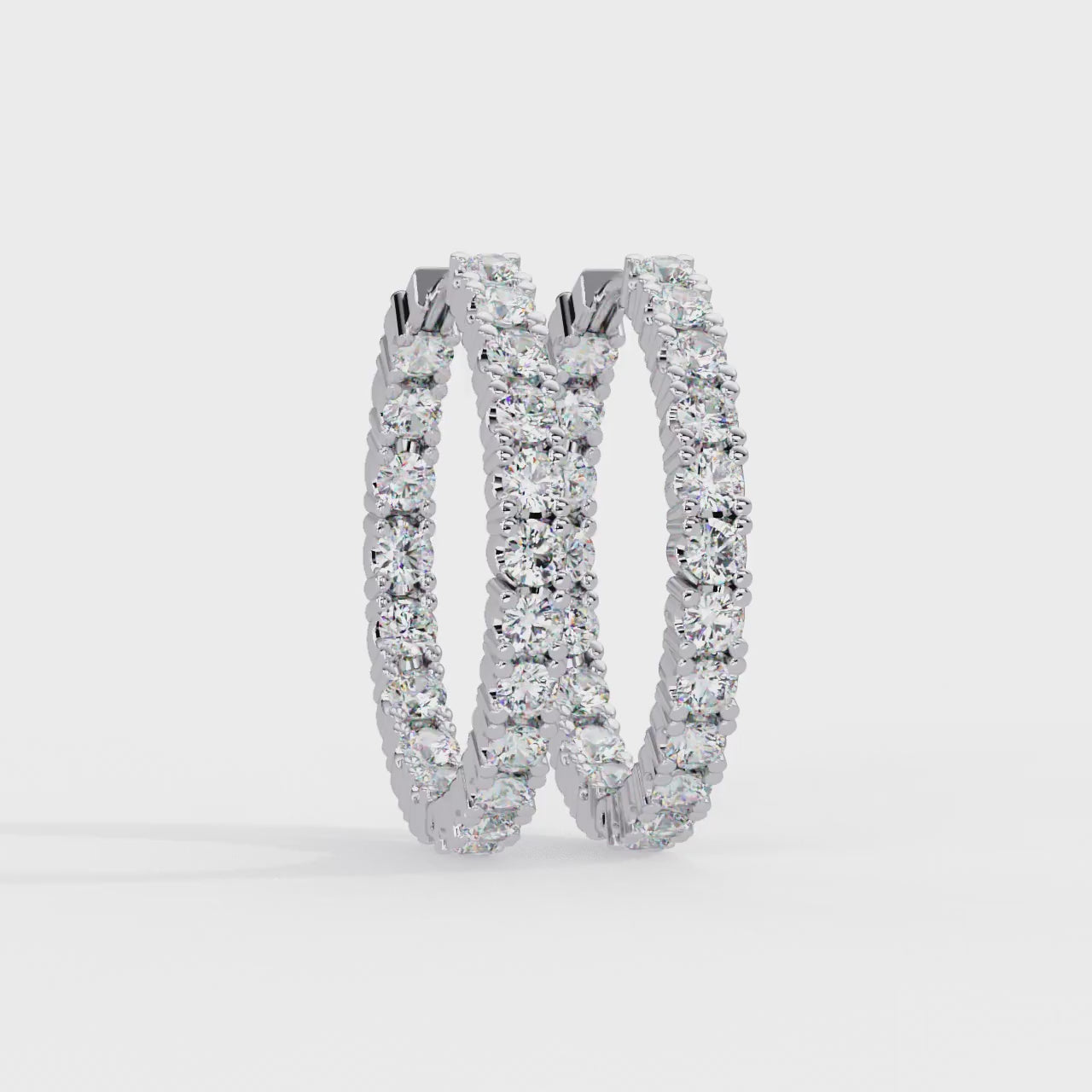 Classic Diamond Hoop Earrings – Round Cut
