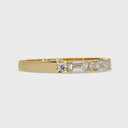 Emerald & Round Diamond Wedding Band | Alternating Emerald Cut Diamond Anniversary Ring