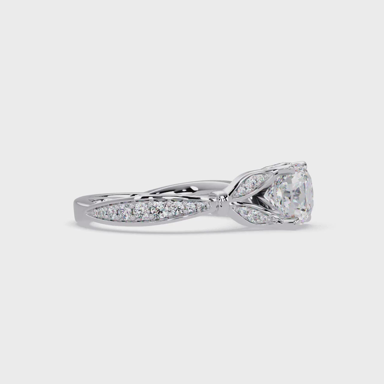 Vintage Cushion Cut Diamond Engagement Ring