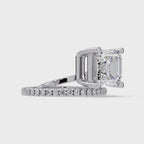 Emerald Square & Round Cut Diamond Bypass Engagement Ring