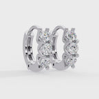 Three Stone Marquise Diamond Hoop Earrings