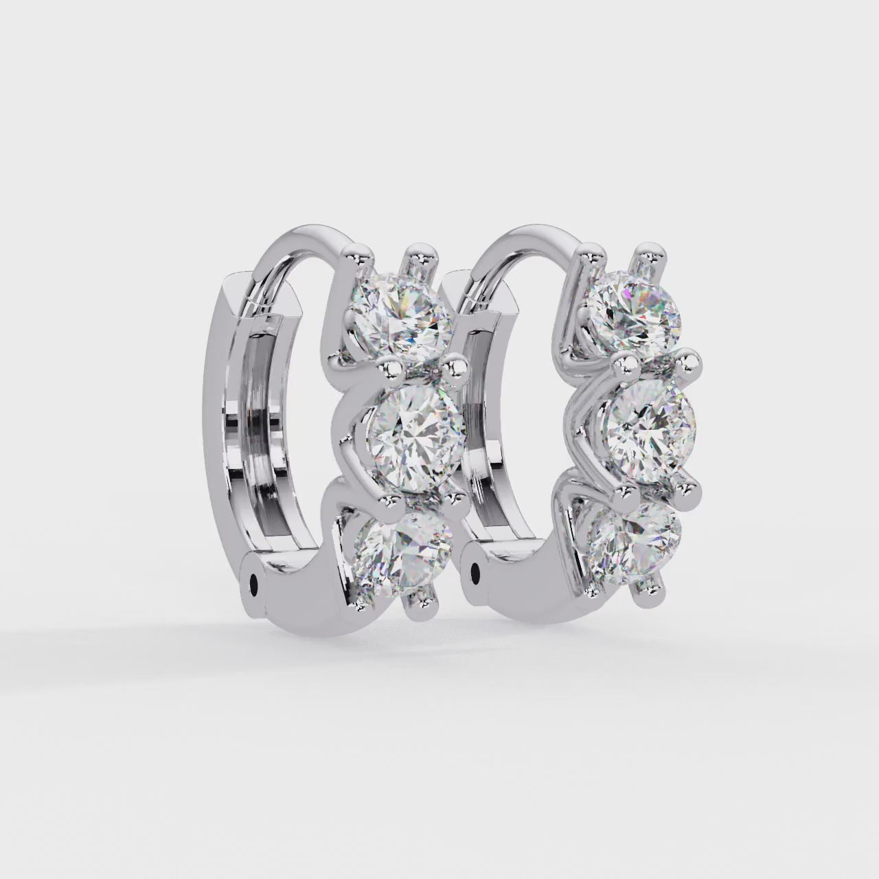 Three Stone Marquise Diamond Hoop Earrings