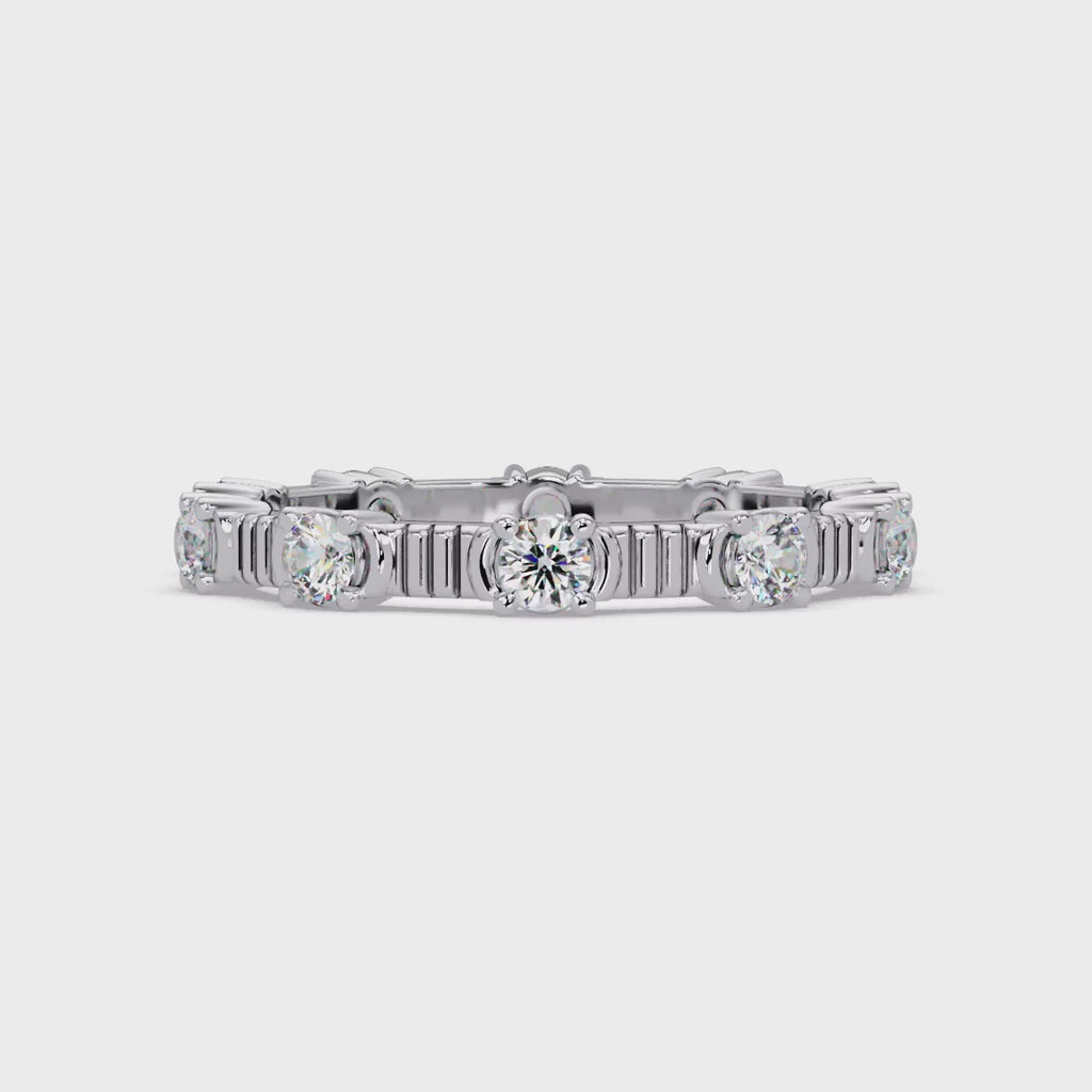 Round Cut Diamond Alternating Bar Ladies Ring