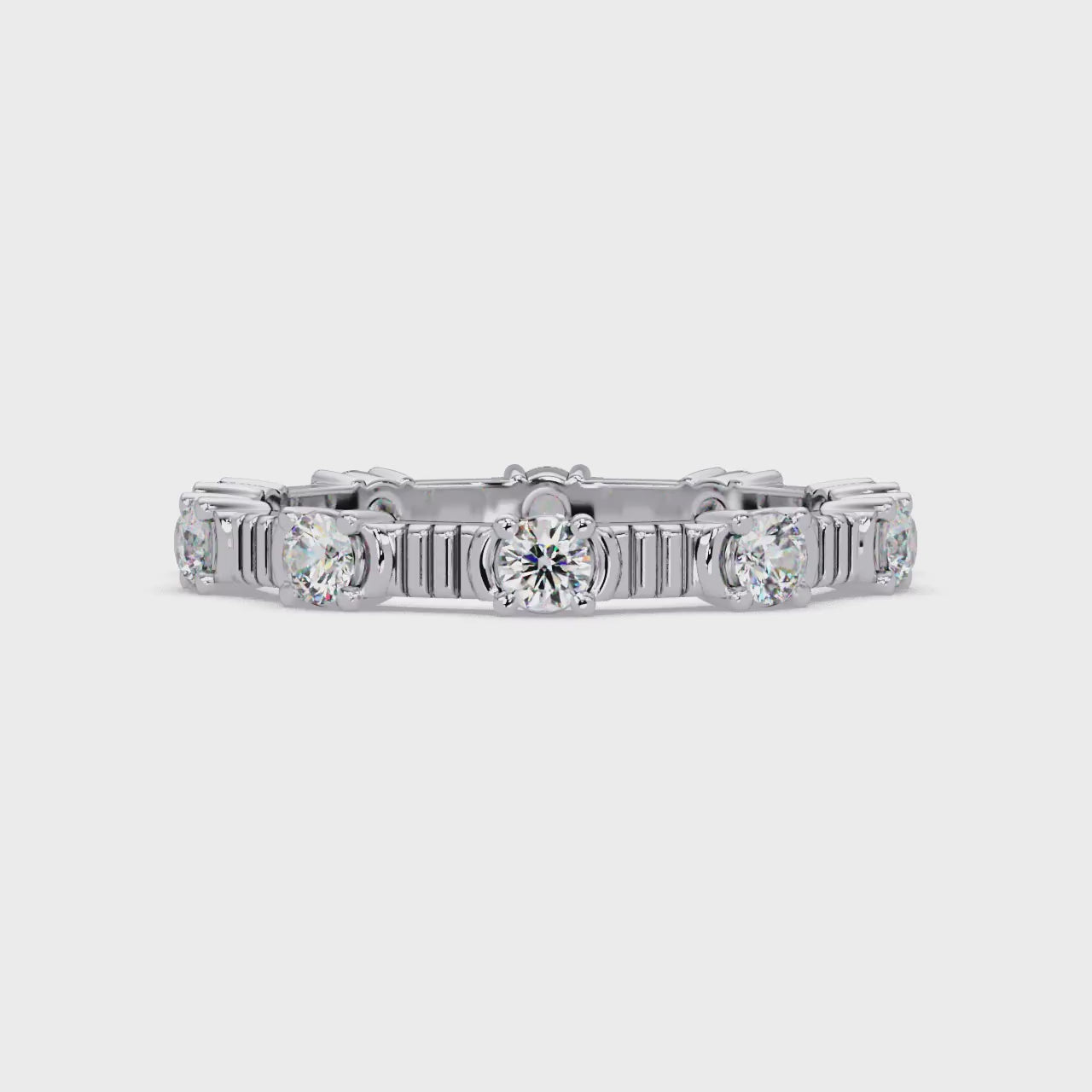 Round Cut Diamond Alternating Bar Ladies Ring