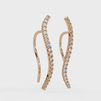 Elegant Wave Diamond Hoop Earrings