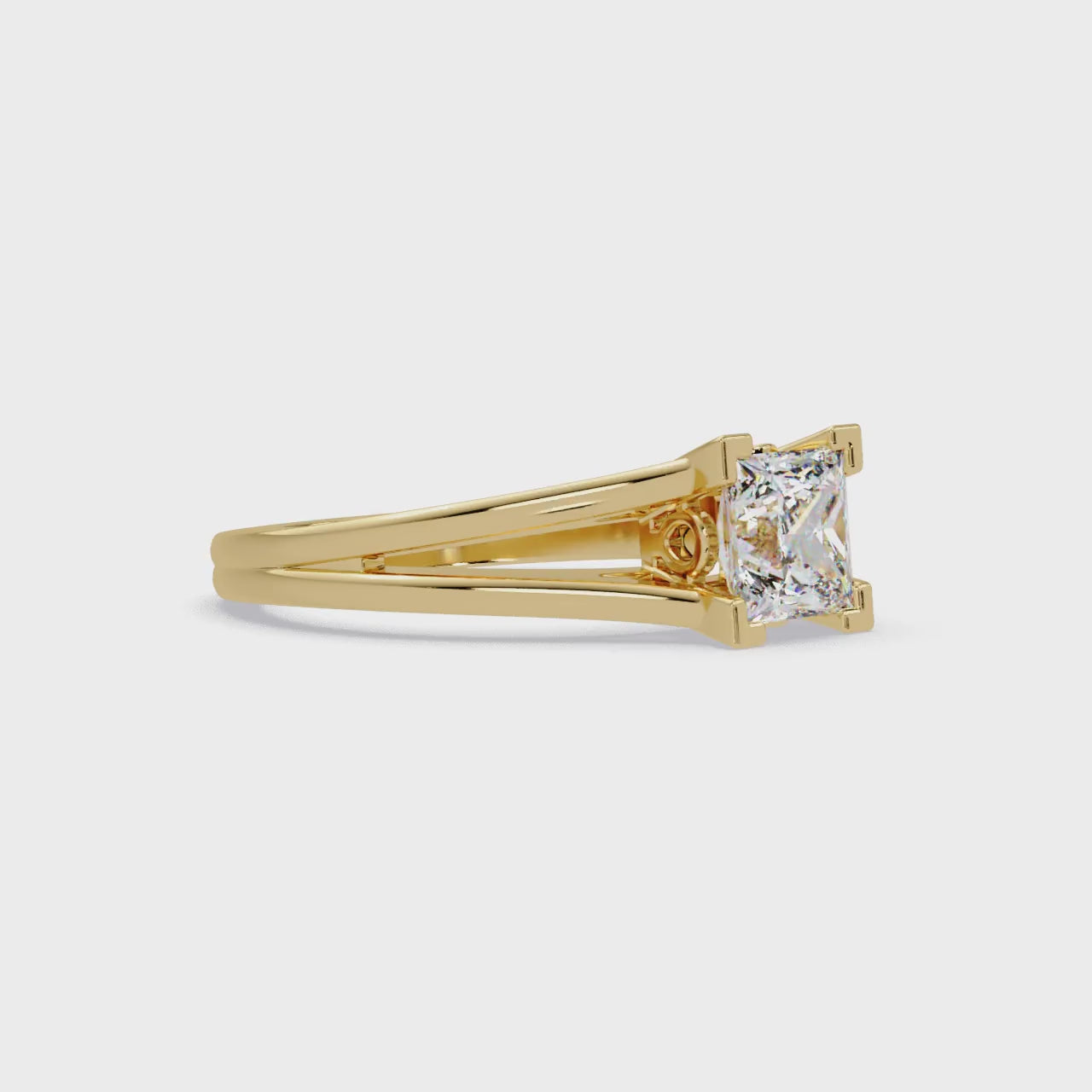 Princess Cut Solitaire Split Shank Engagement Ring