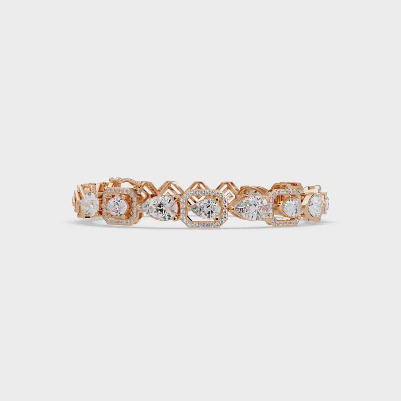 Luxury Pear & Hexagon Halo Diamond Tennis Bracelet