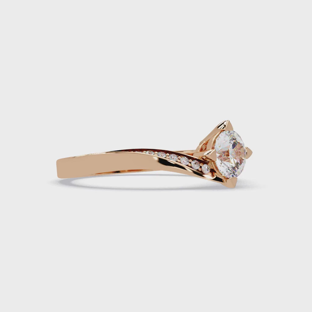 Round Cut Diamond Bypass Engagement Ring