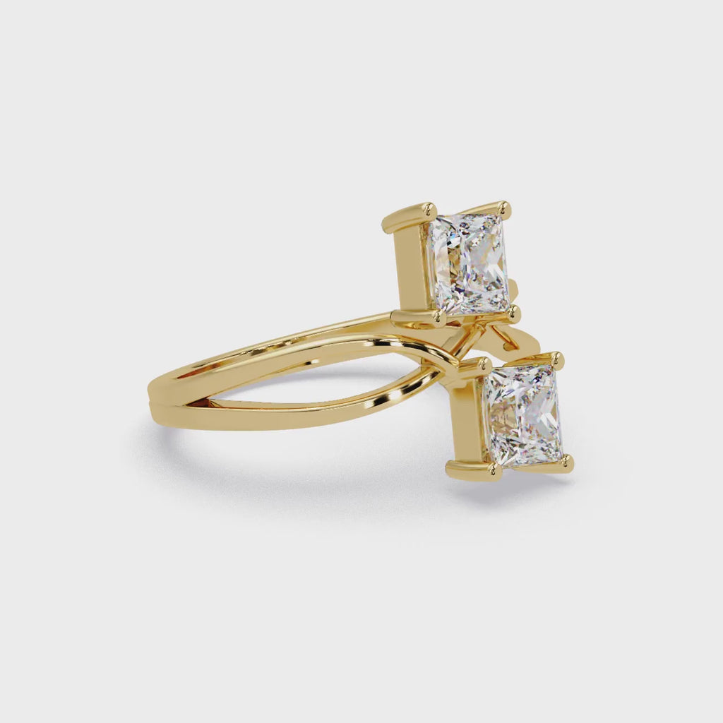 Princess Cut Diamond Open Twist Ring