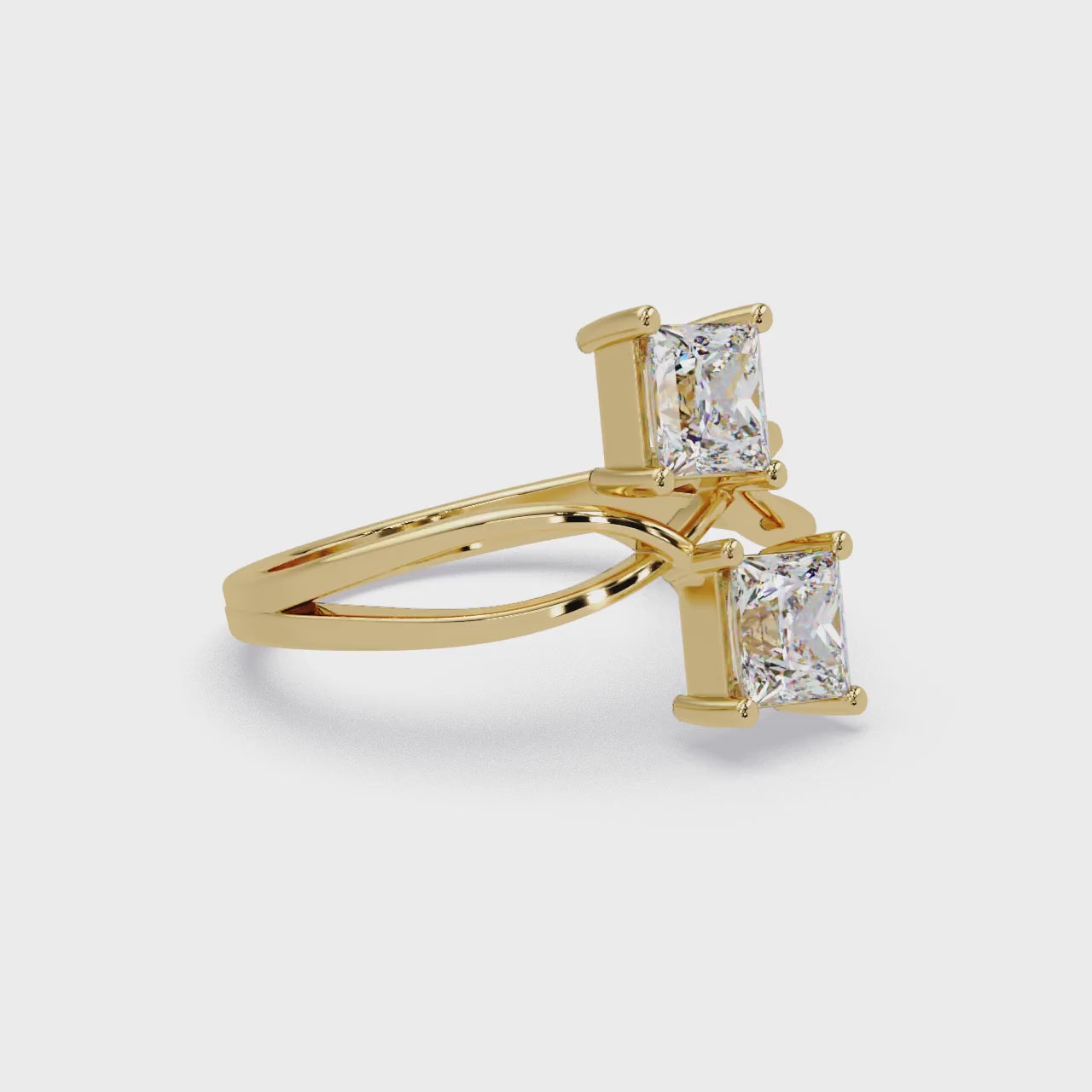 Princess Cut Diamond Open Twist Ring