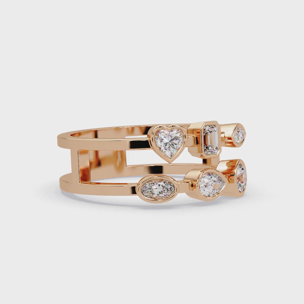 Multi Shape Diamond Open Ring