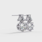 Elegant floral-inspired diamond drop earrings featuring round and marquise-cut stones for exceptional brilliance.