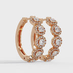 Round Brilliant Lab Grown Diamond Halo Hoop Earrings