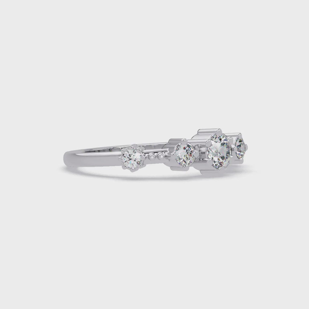 Round Cut Graduated Five-Stone Open Bypass Ring