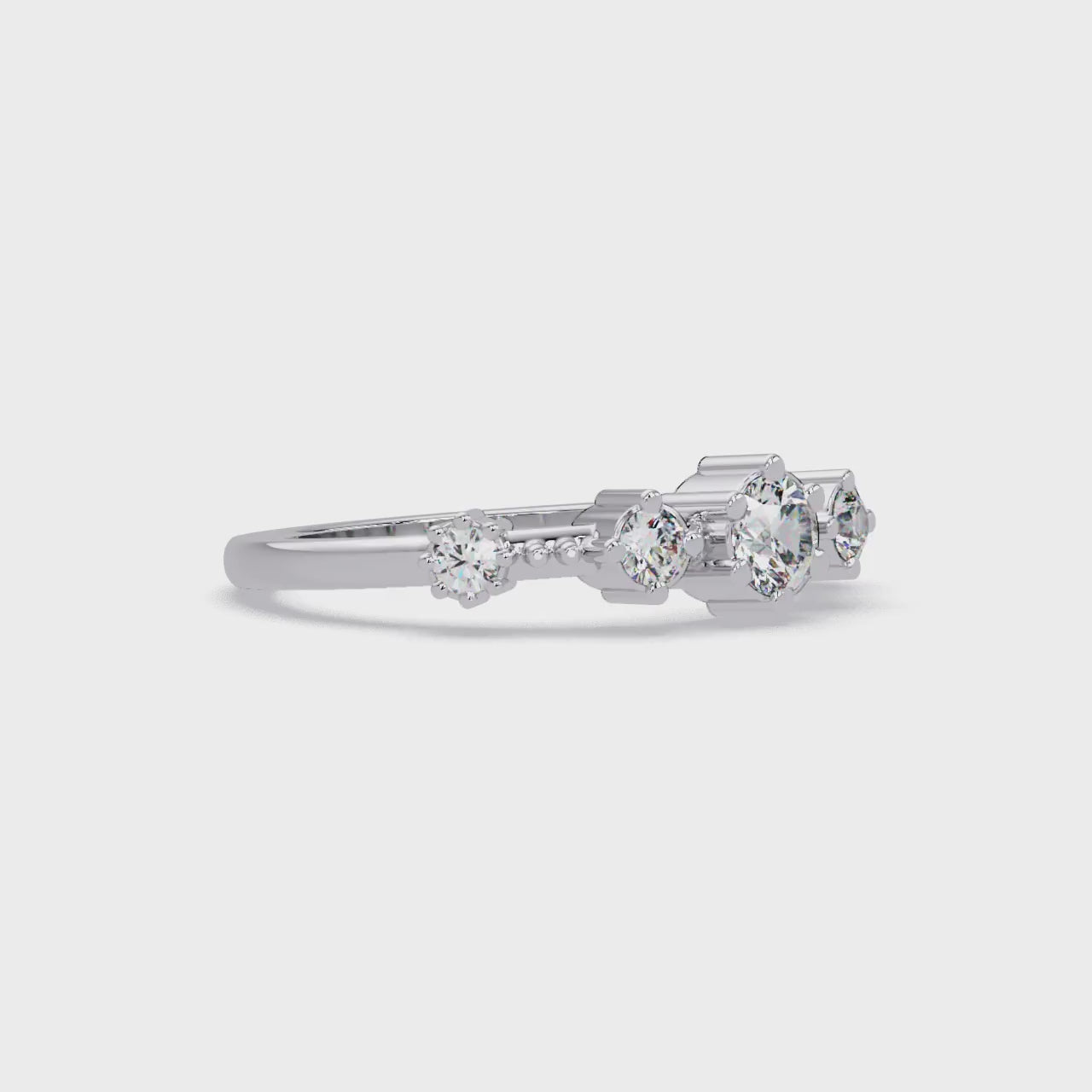 Round Cut Graduated Five-Stone Open Bypass Ring
