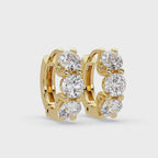 Round Cut Solitaire Diamond Hoop Earrings with Pavé Accent