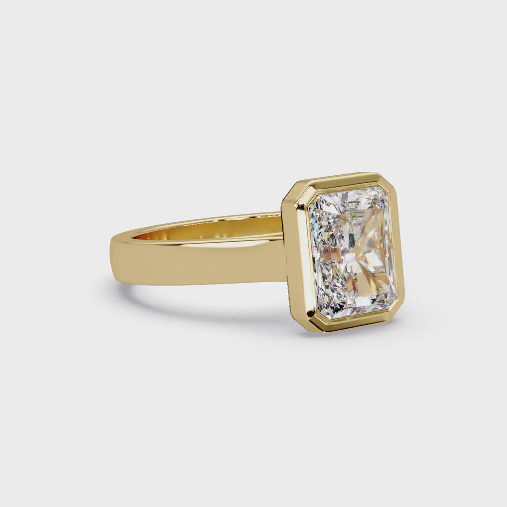 Modern Bezel Set Radiant Cut Diamond Ring