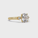 Oval Cut Diamond Three Stone Hidden Halo Engagement Ring