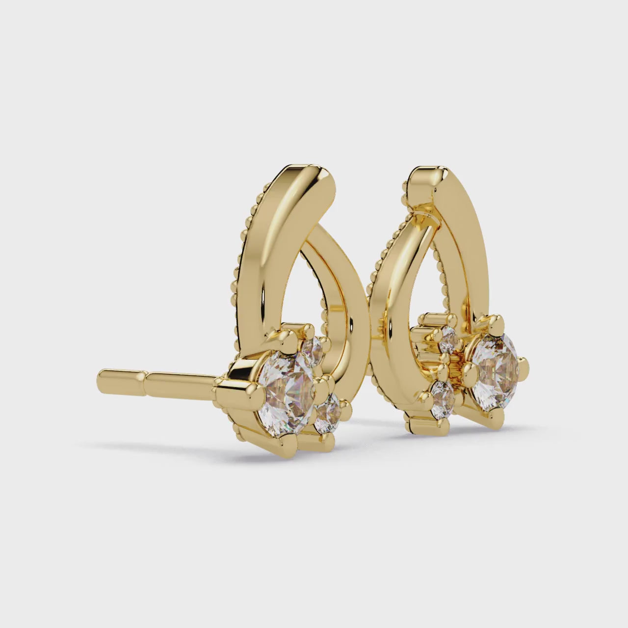 Elegant Teardrop Diamond Cluster Stud Earrings – Available in Silver, Gold & Rose Gold Finish