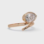 Pear Cut Bezel Solitaire Open Wrap Ring
