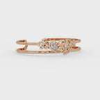 Floral Pear Cut Diamond Open Cuff Bracelet