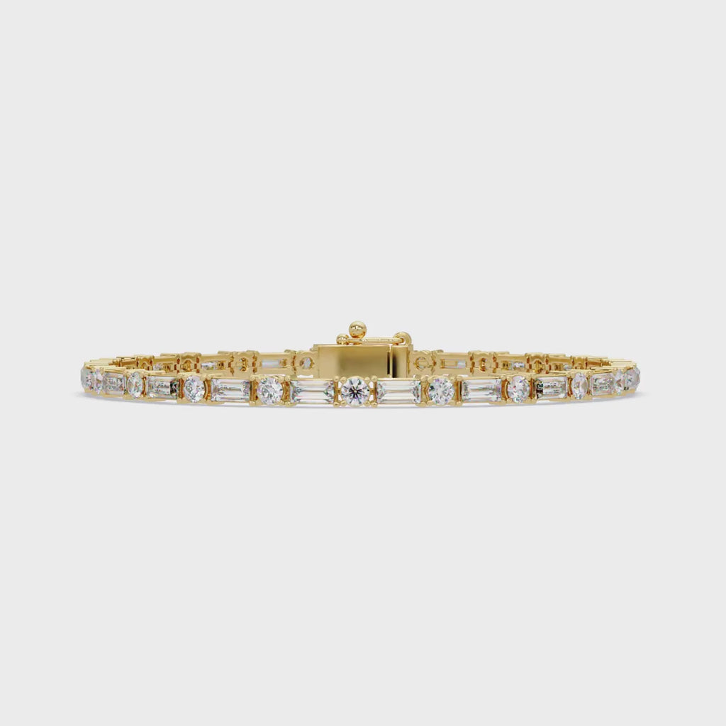 Round & Baguette Diamond Tennis Bracelet | Luxury Bracelet for Men & Women