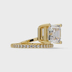 Emerald Square & Round Cut Diamond Bypass Engagement Ring