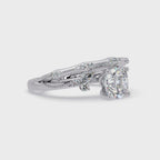 Cushion Cut Diamond Engagement Ring | Nature-Inspired Marquise & Round Accent Ring | Milgrain Solitaire Ring | Laxora