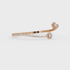 Round Halo Open Diamond Cuff Bracelet