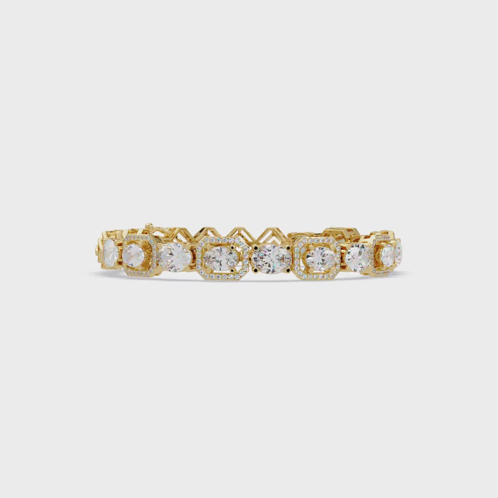 Luxury Oval & Cushion Halo Diamond Tennis Bracelet