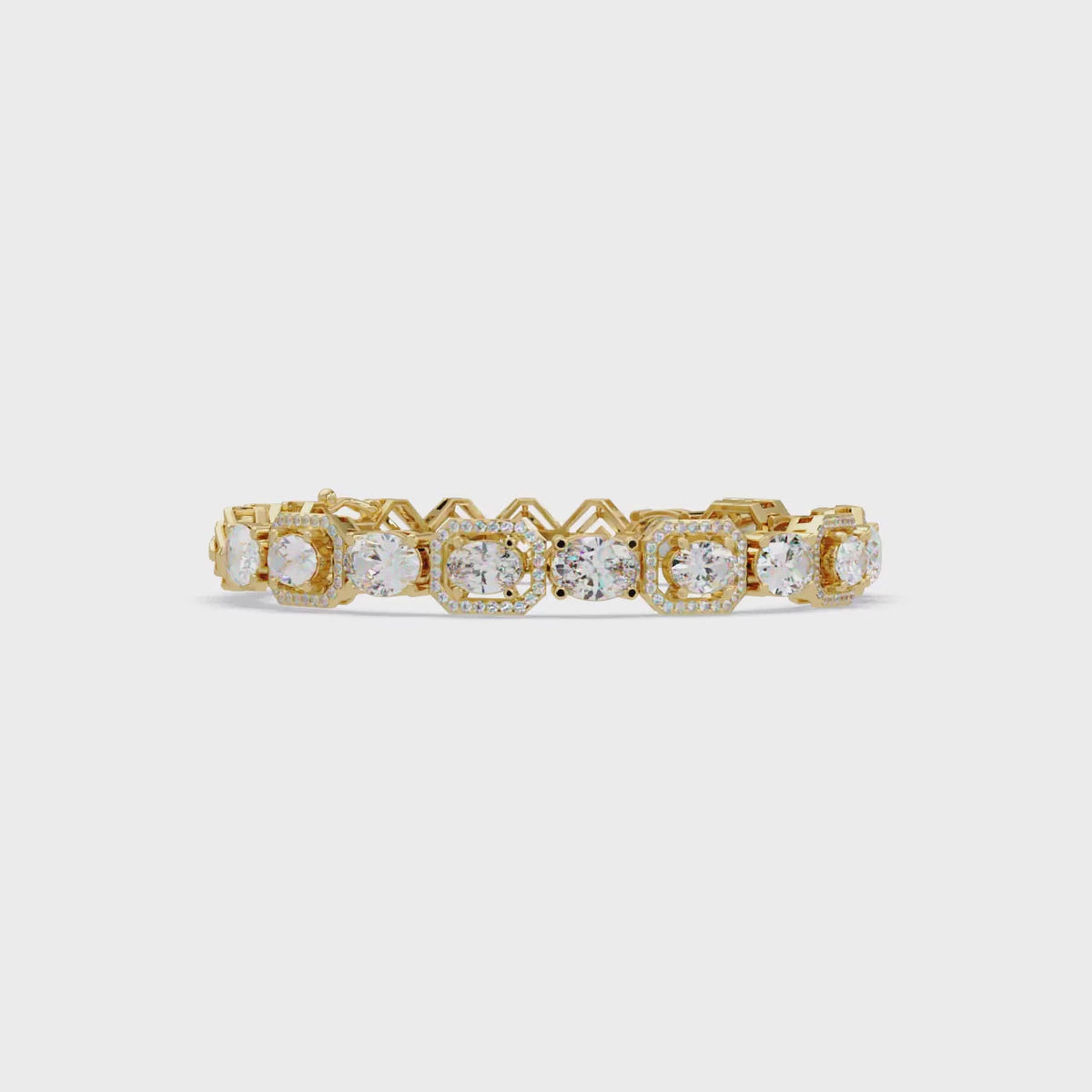 Luxury Oval & Cushion Halo Diamond Tennis Bracelet