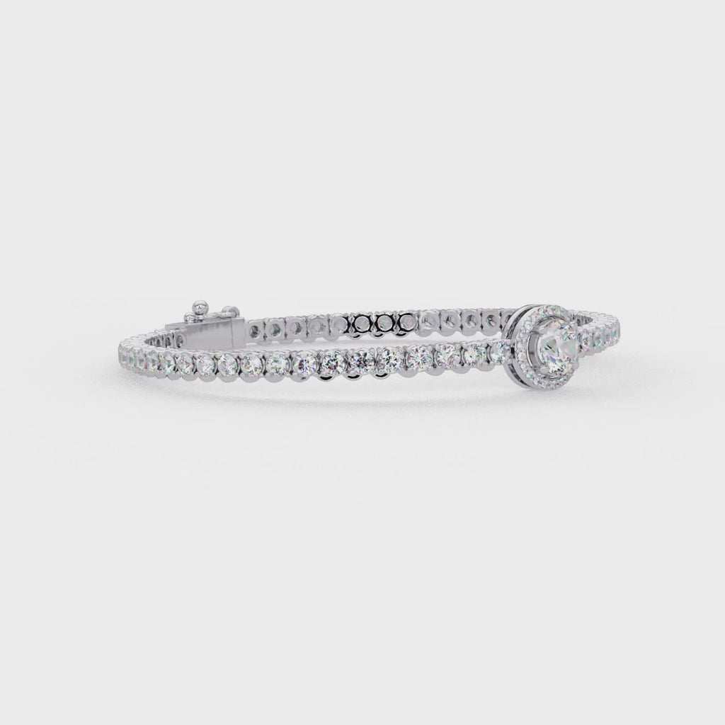 Round Halo Diamond Tennis Bracelet