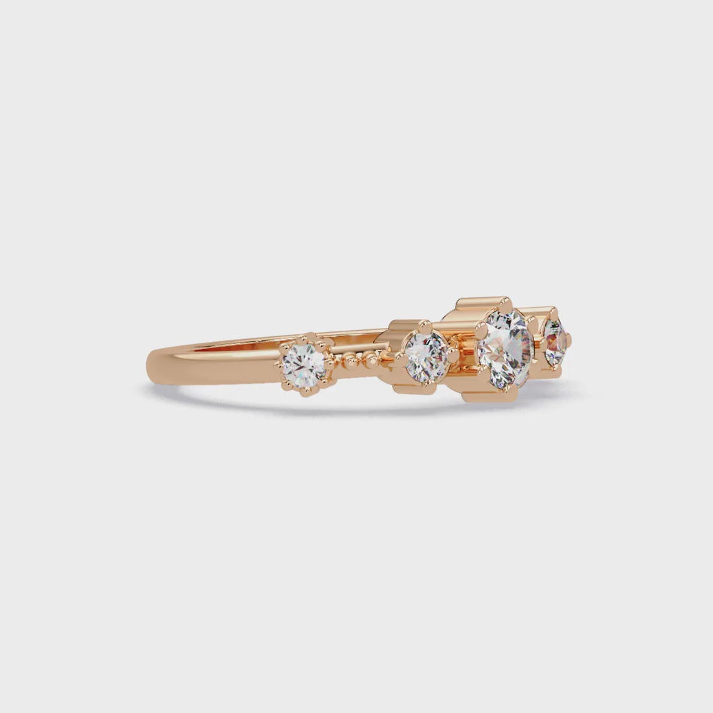Round Cut Graduated Five-Stone Open Bypass Ring