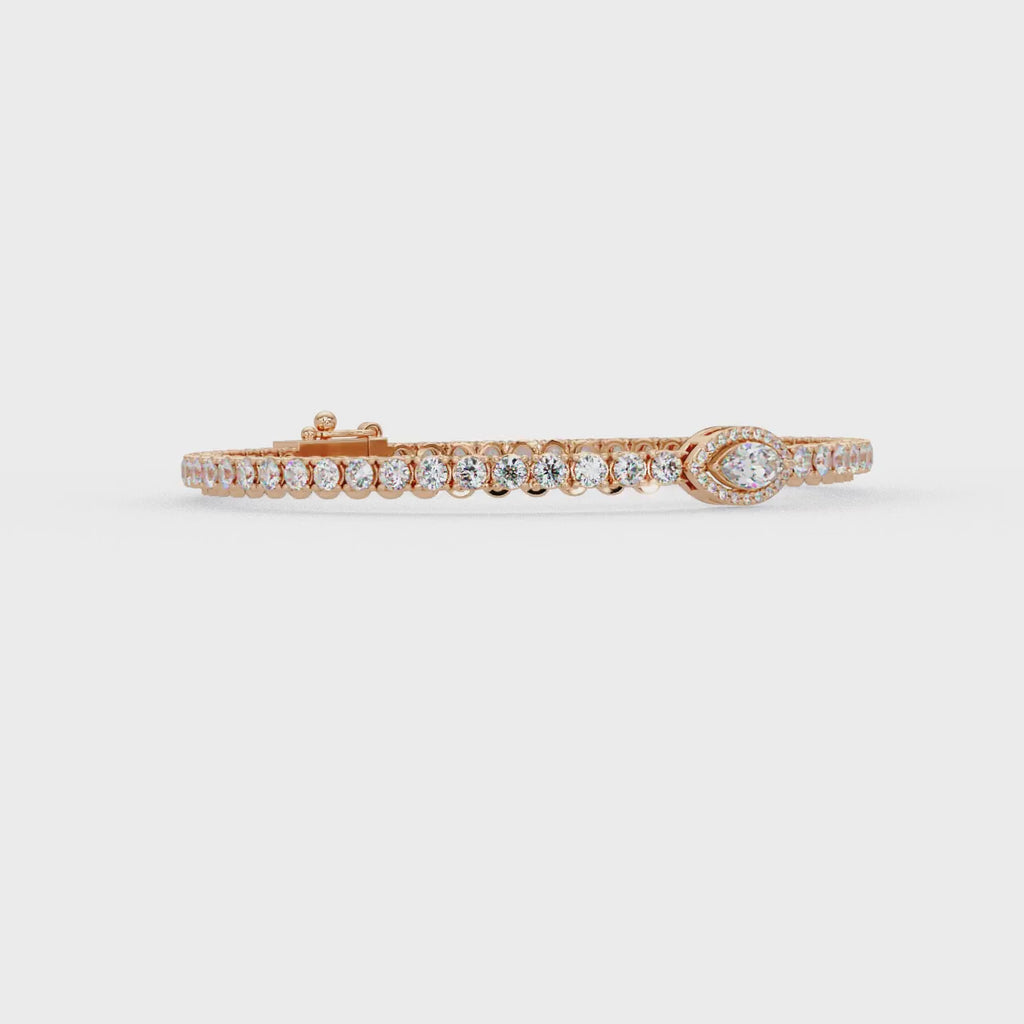 Marquise Halo Diamond Tennis Bracelet